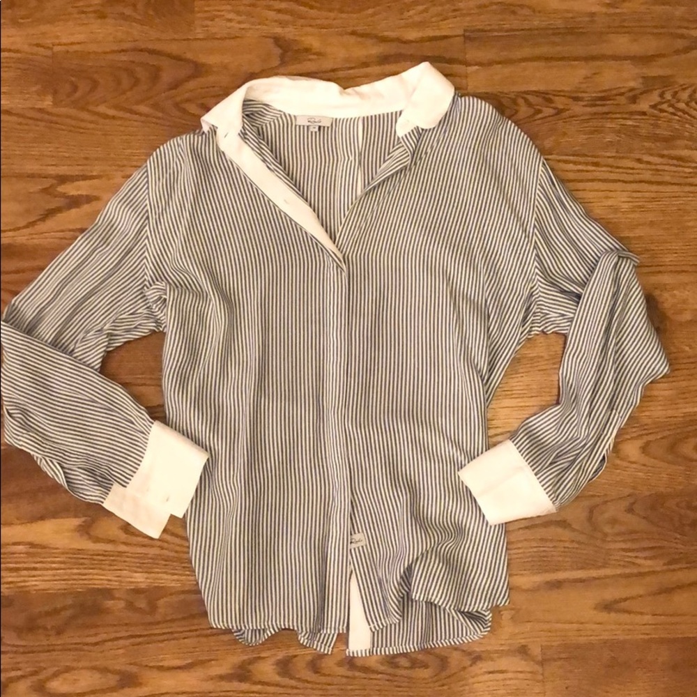 RAILS BUTTON DOWN FRONT & BACK COLLAR STRIPE SHIRT